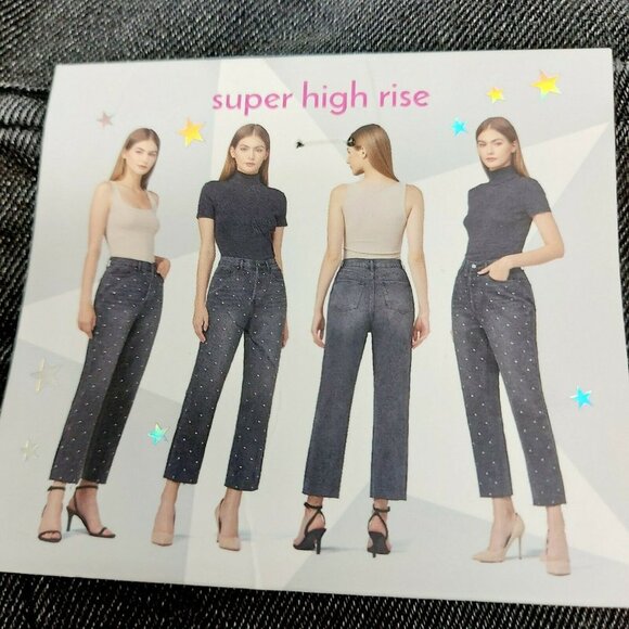 * 2 pair of jeans size Jr. 9/29 new grey blue boot cut cropped rhinestone - Picture 11 of 13